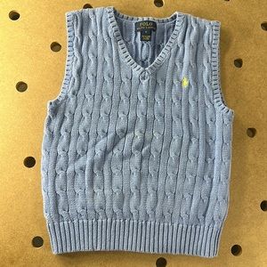 Ralph Lauren Cable Sweater Cardigan Light Blue sz 6